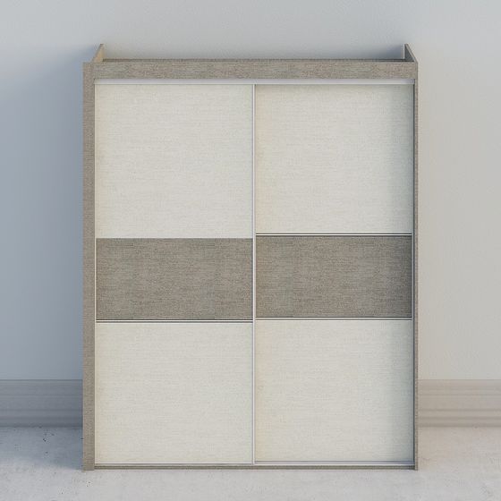 Modern Low-Poly Sliding Door Wardrobe 3D model