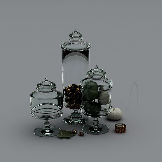 Glass Storage Jar 3D model Series