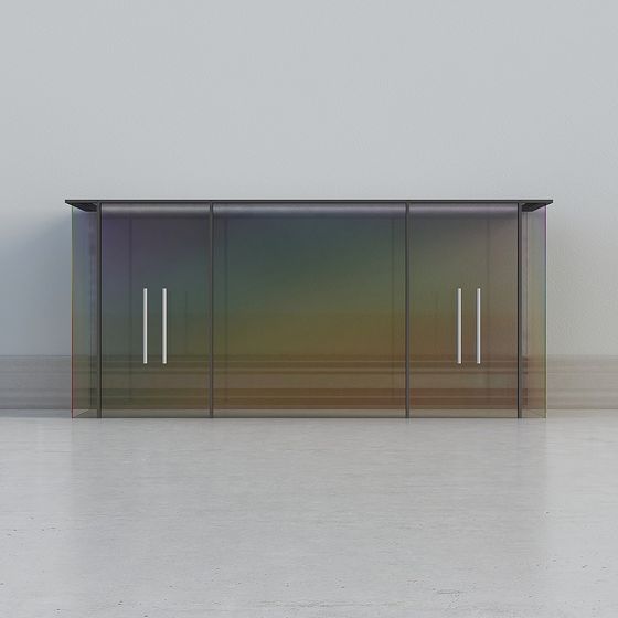 Stylish Glass Door Cabinet 3D model for Modern Spaces