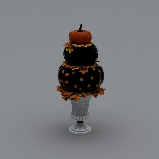 Elegant Pumpkin Arrangement 3D model for Autumn Decor