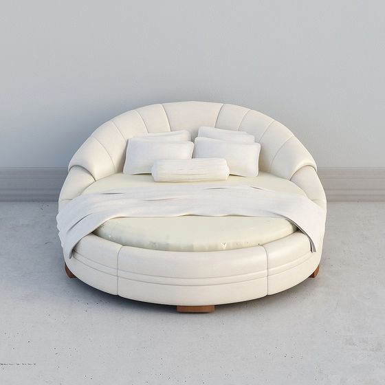 Elegant Round Bed 3D model for Modern Interiors