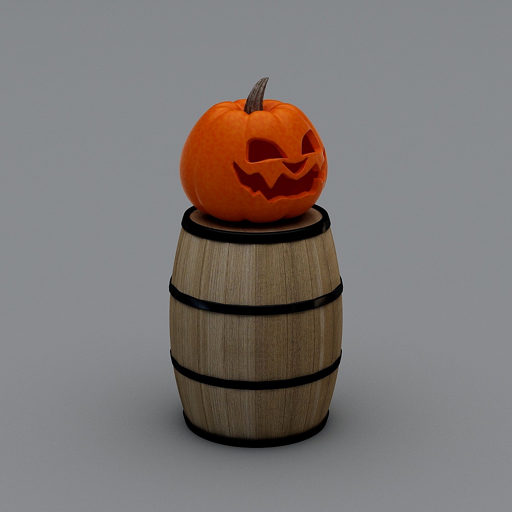 Halloween Pumpkin on Barrel 3D model