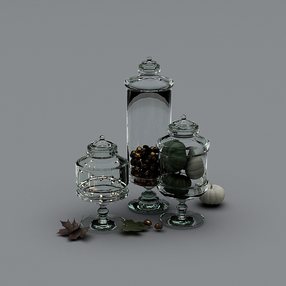 Charming Autumn Glass Jars 3D model