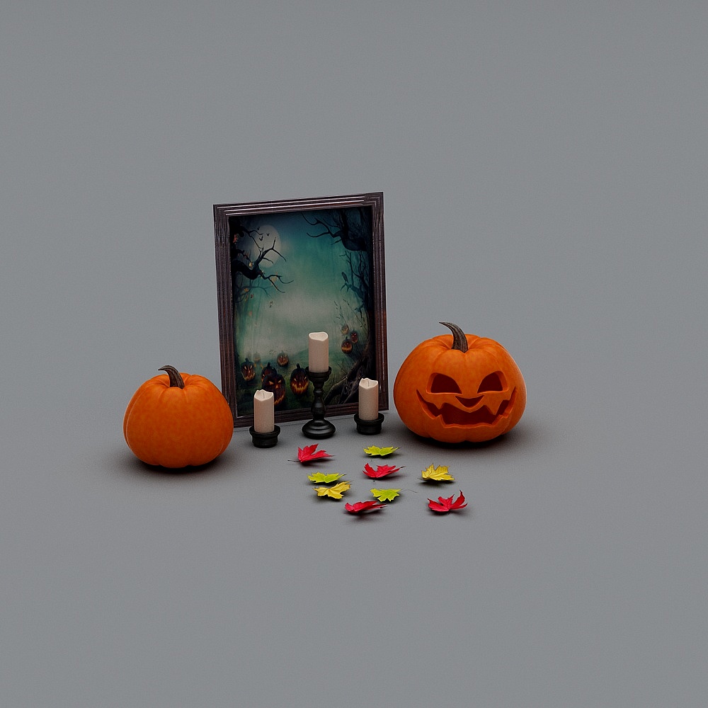 Halloween - Candle Lamp 3D Model - Pumpkin Lantern Decoration