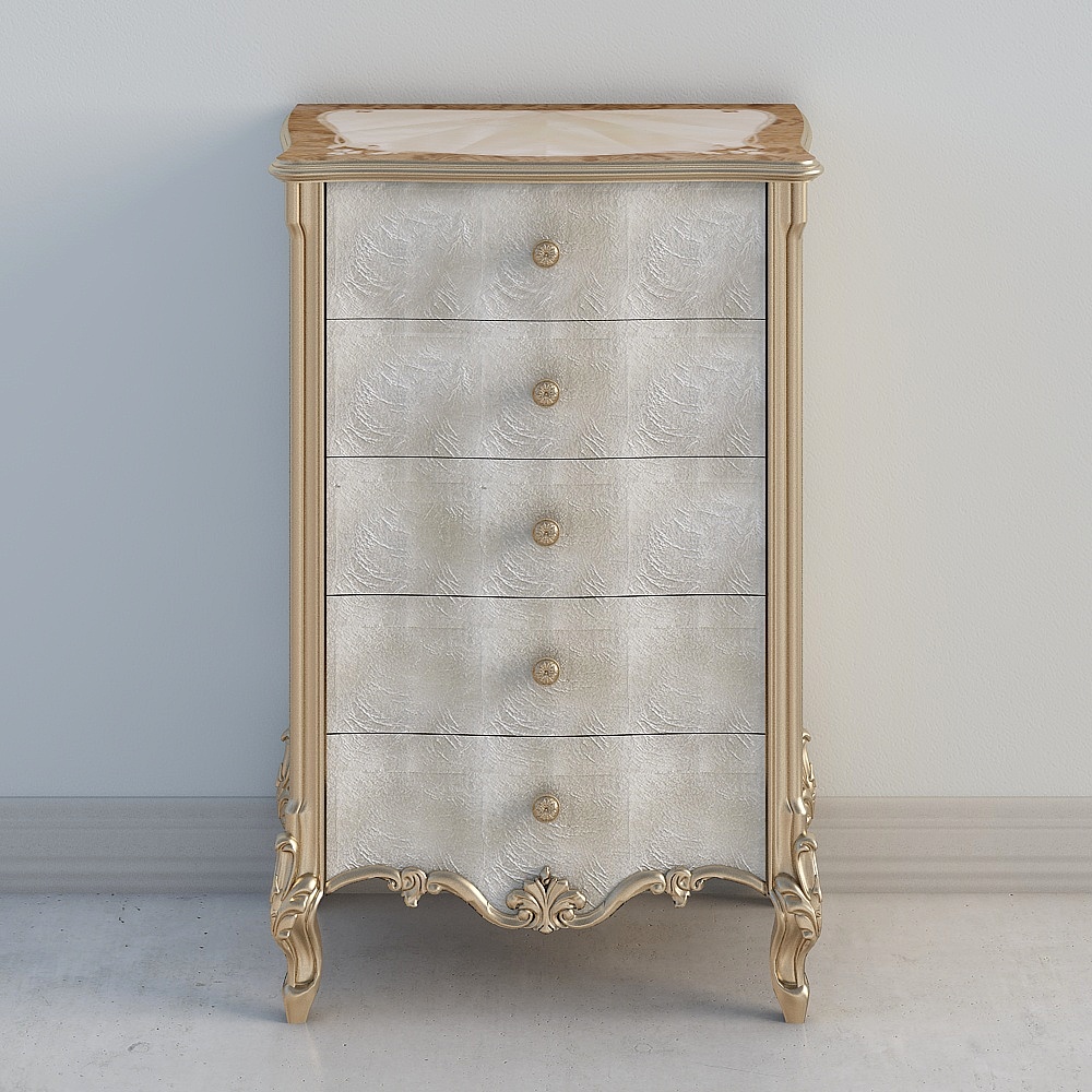 Luxurious Golden Chest of Drawers 3D model