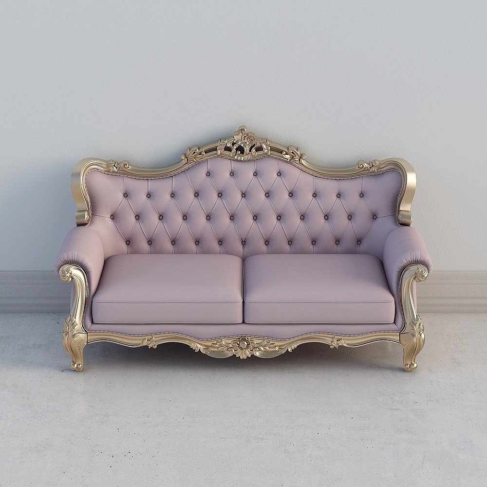 Elegant Low-Poly Vintage Sofa 3D Model
