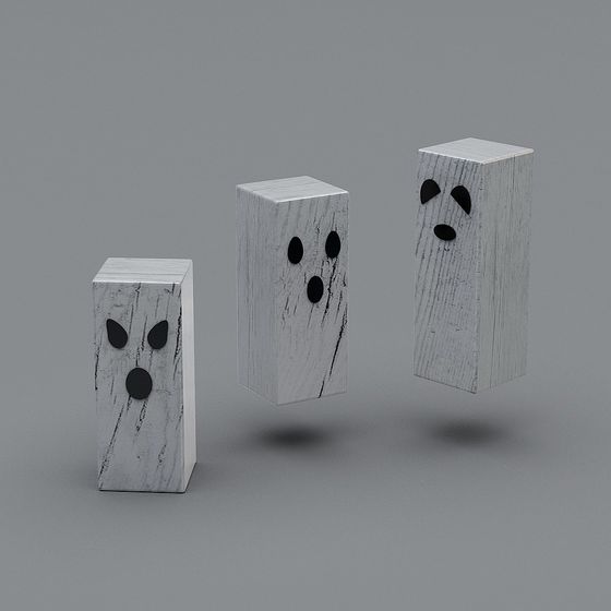 Ghostly Blocks Spooky Halloween 3D model