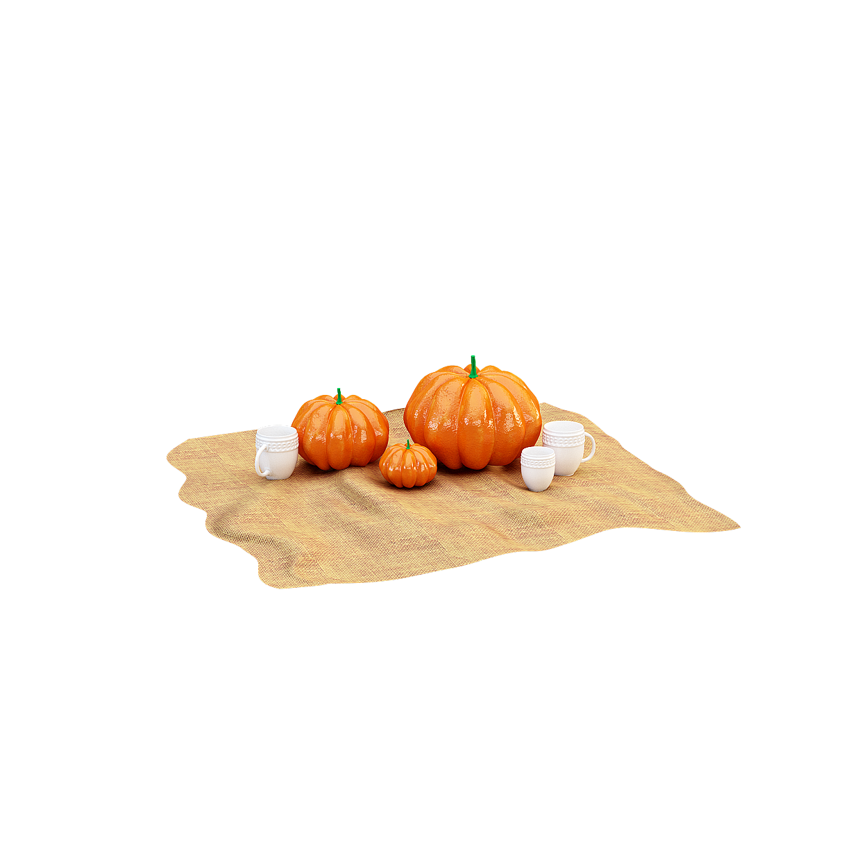 Pumpkin and Cup 3D Model – Autumn Cozy Decor