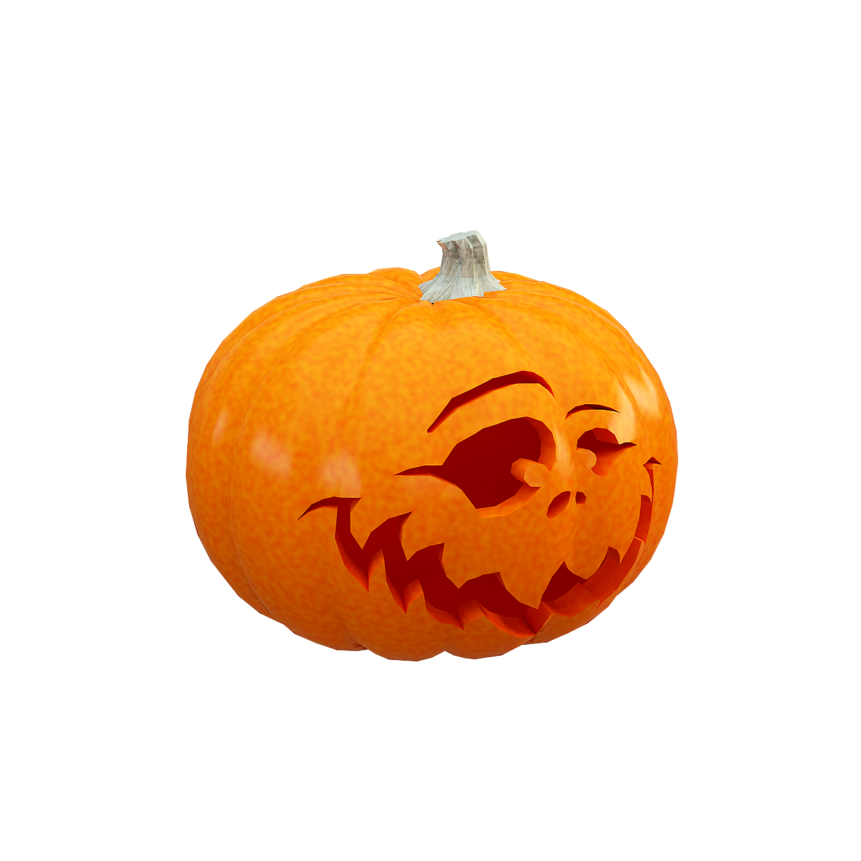 Halloween Jack-o'-Lantern 3D Model – Low-Poly Pumpkin