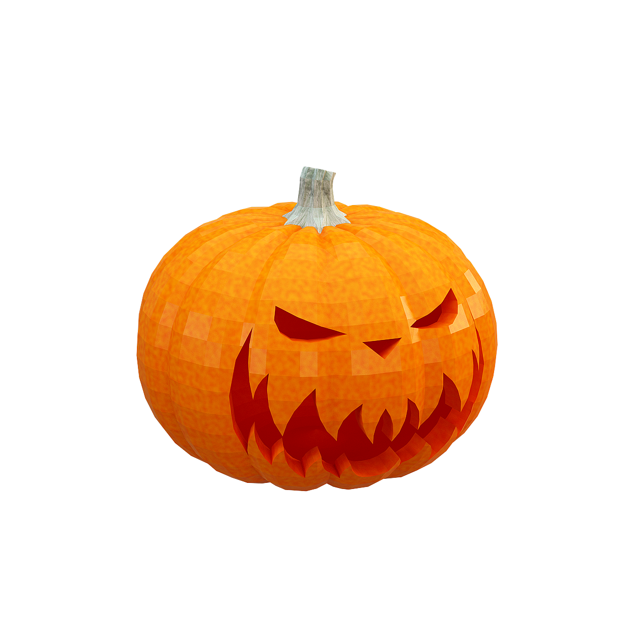 Low-Poly Halloween Pumpkin 3D Model – Vibrant Orange Design