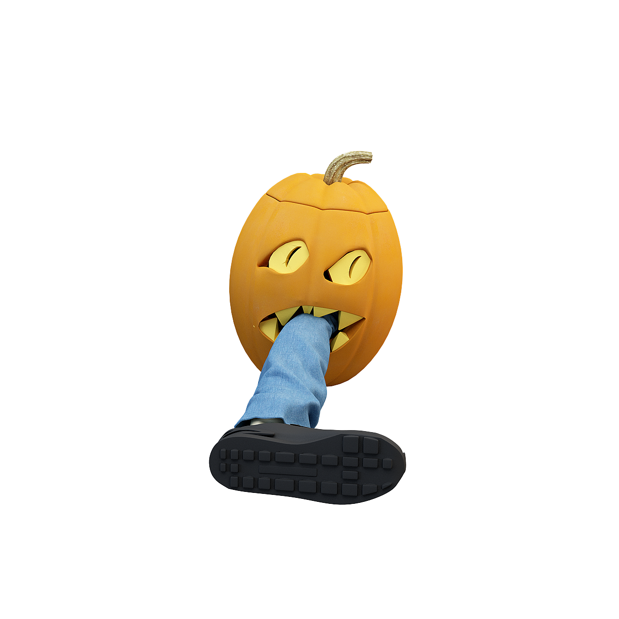 Spooky Halloween Pumpkin 3D Model – Low-Poly Orange