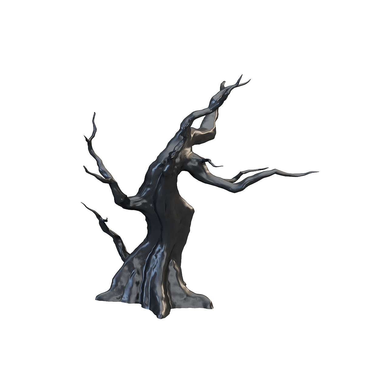 Twisted Willow 3D Model – Gnarled Tree with Dark Textures