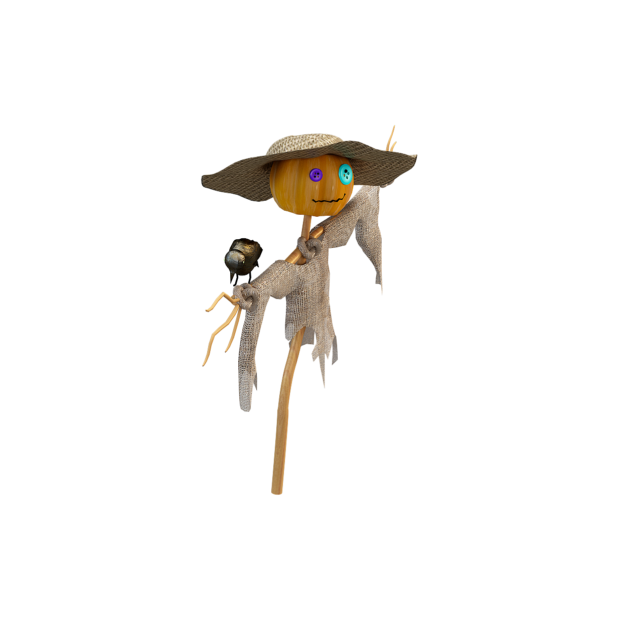 Charming Scarecrow 3D Model – Low-Poly Harvest Character