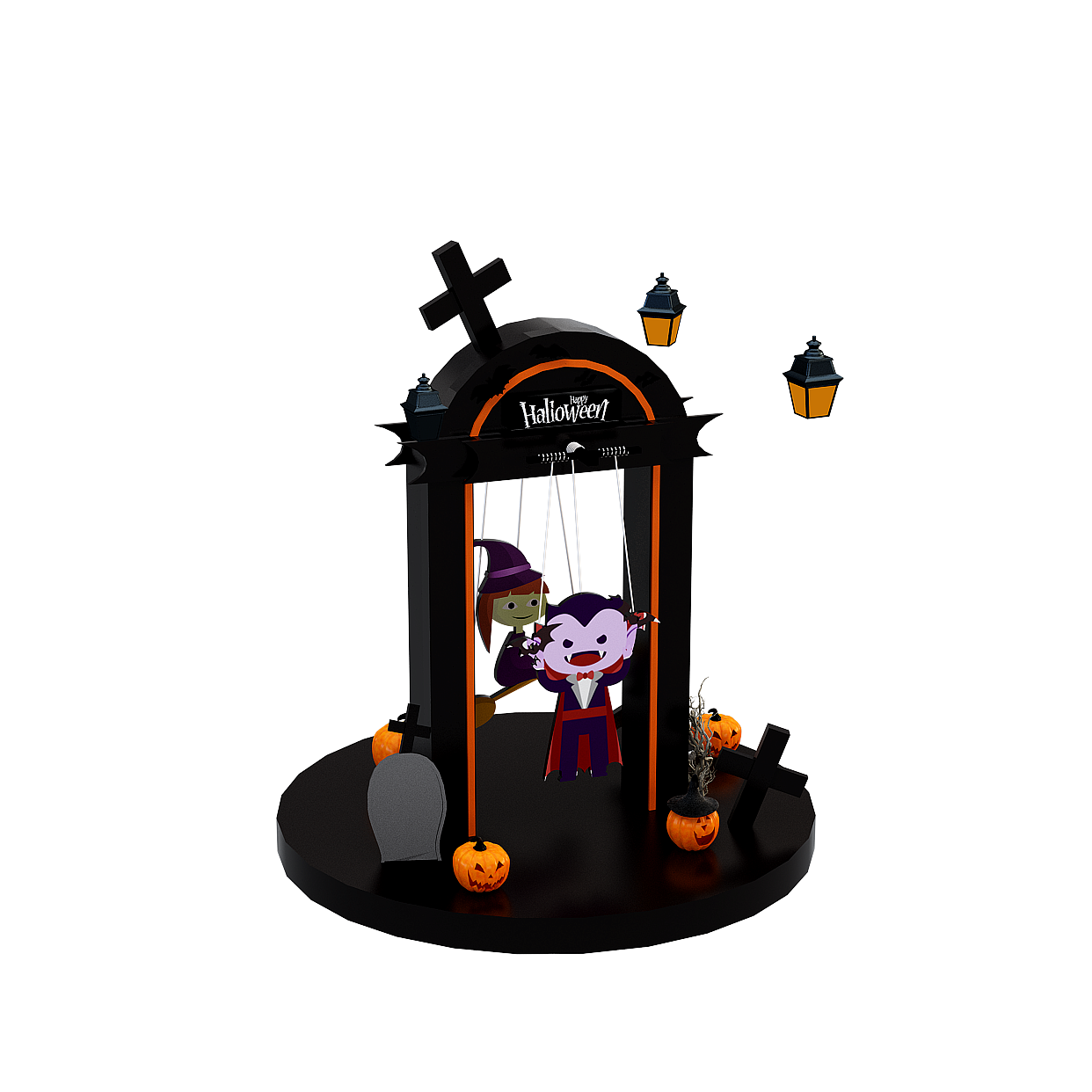 Spooky Swing 3D Model – Gothic Halloween Design