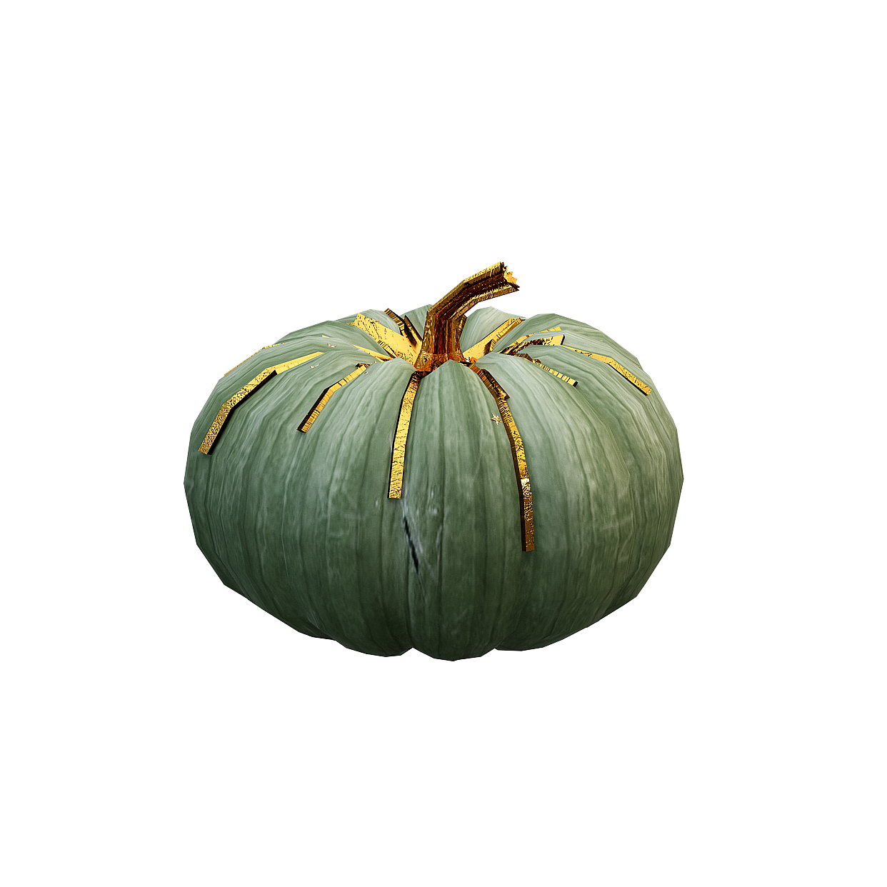 Low Poly Pumpkin 3D Model with Detailed Green Skin