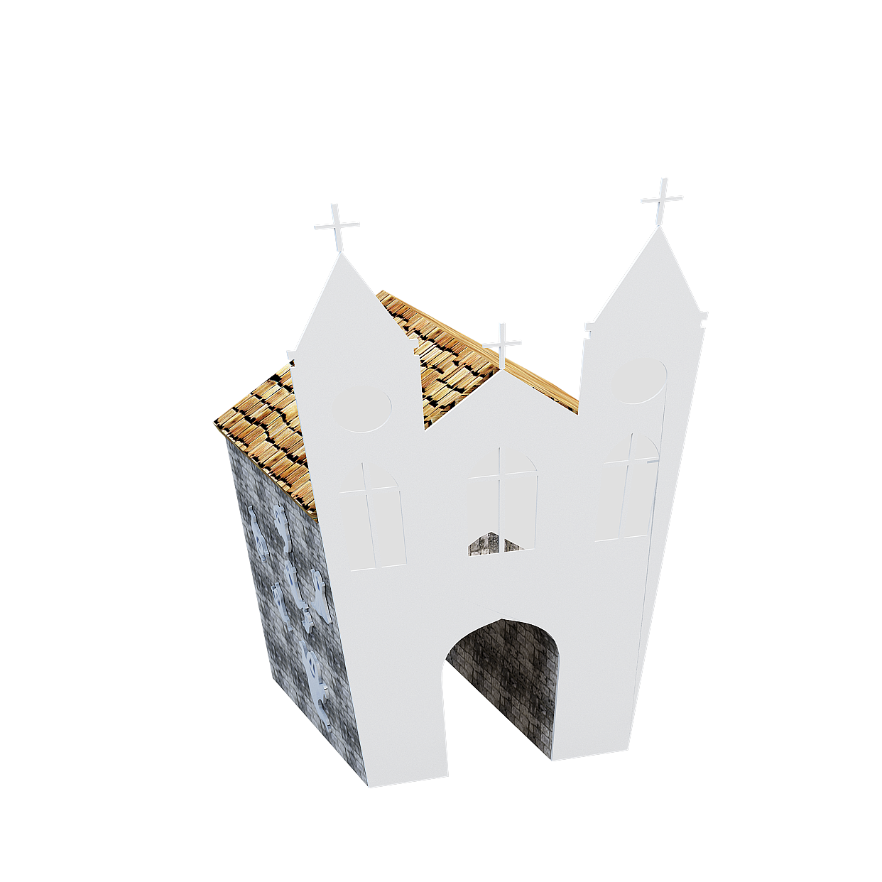 Charming Low-Poly Church 3D Model – Traditional Style