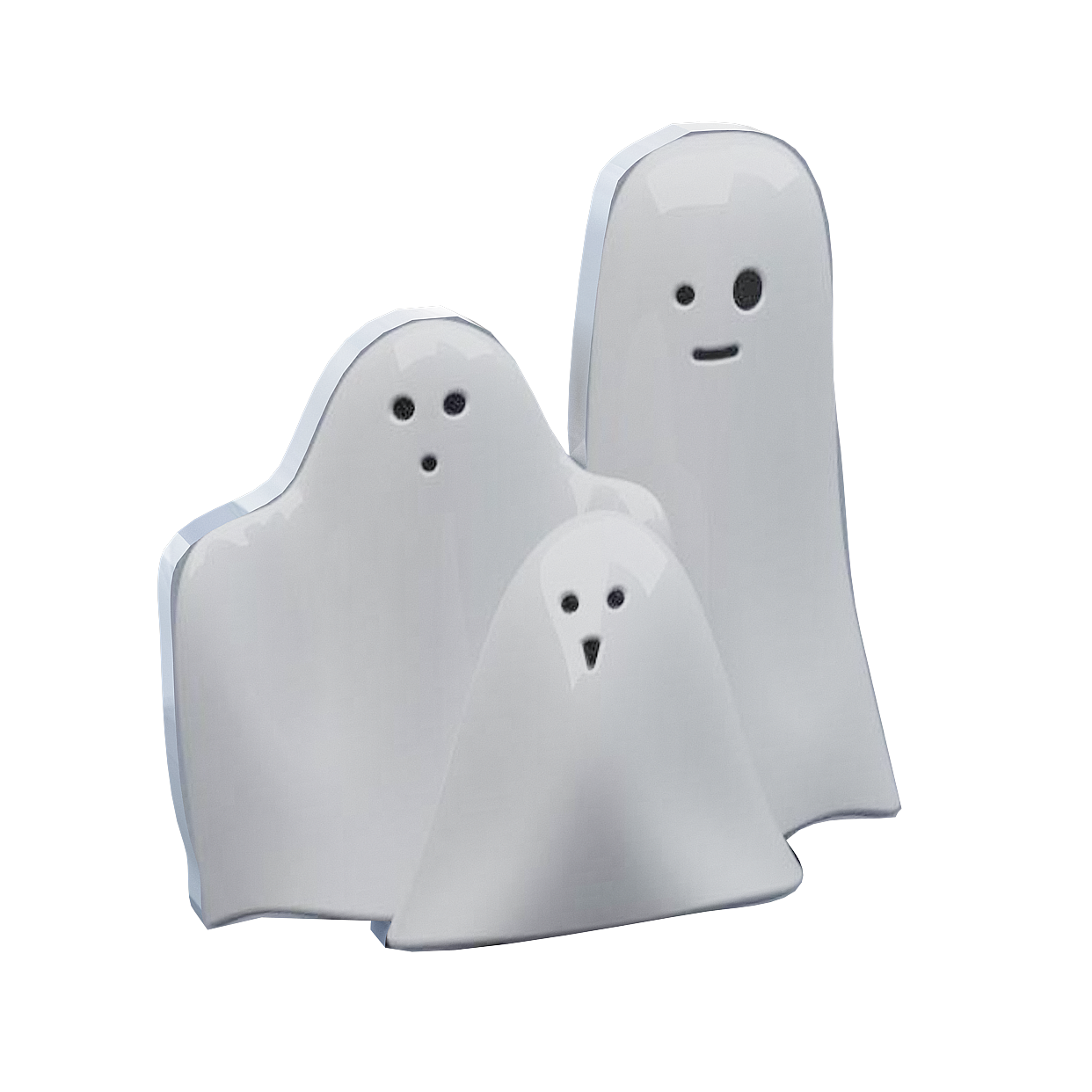 Ghost Family 3D Model – Low-Poly Halloween Characters
