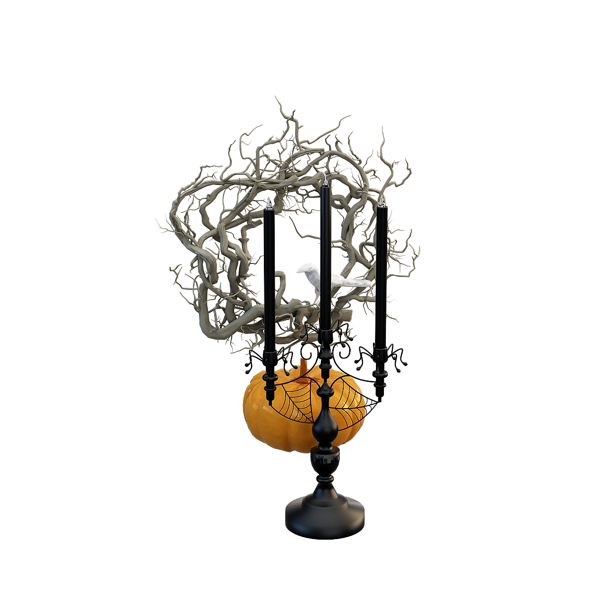 Halloween Candelabra 3D Model – Gothic Pumpkin Design