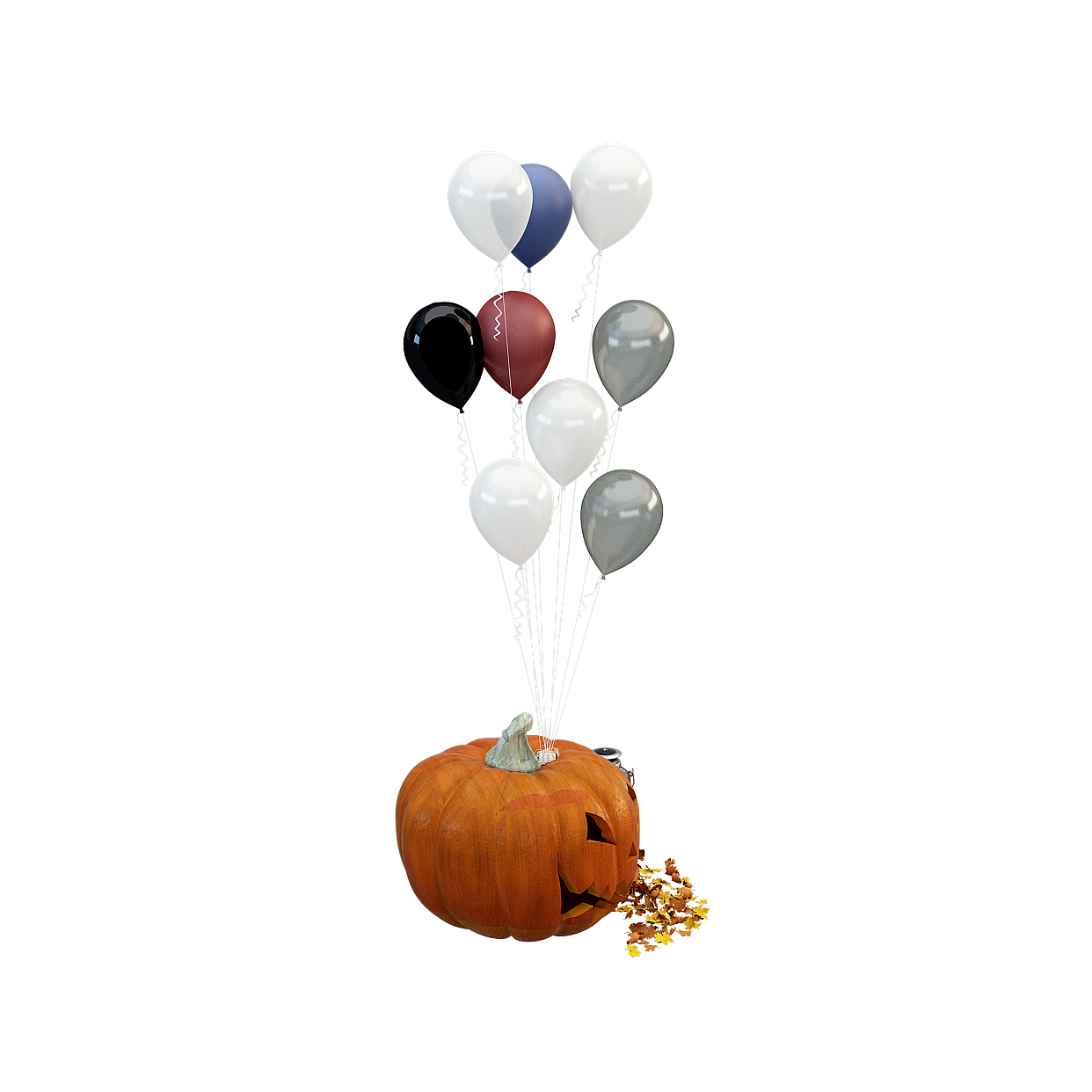 Halloween Balloons & Pumpkin 3D Model – Festive Low-Poly Design
