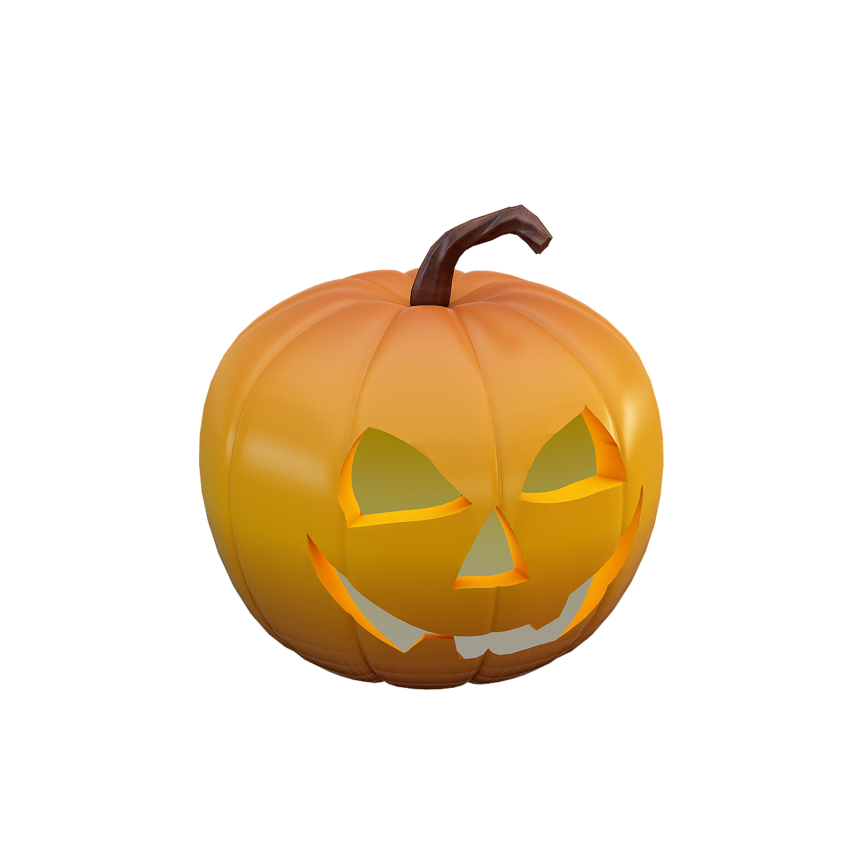 Halloween Jack-O'-Lantern 3D Model – Glossy Orange Pumpkin