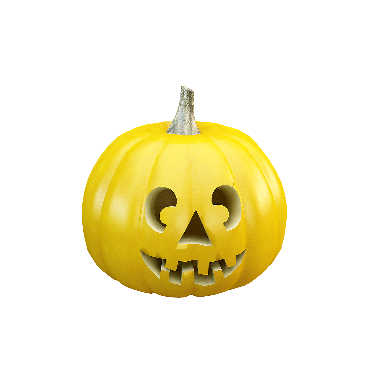 Halloween Jack-O'-Lantern 3D Model – Vibrant Yellow Pumpkin