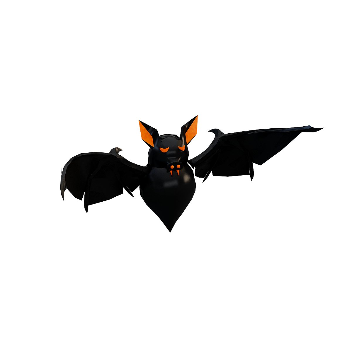 Stealth Wings Bat 3D Model – Low Poly Black & Orange