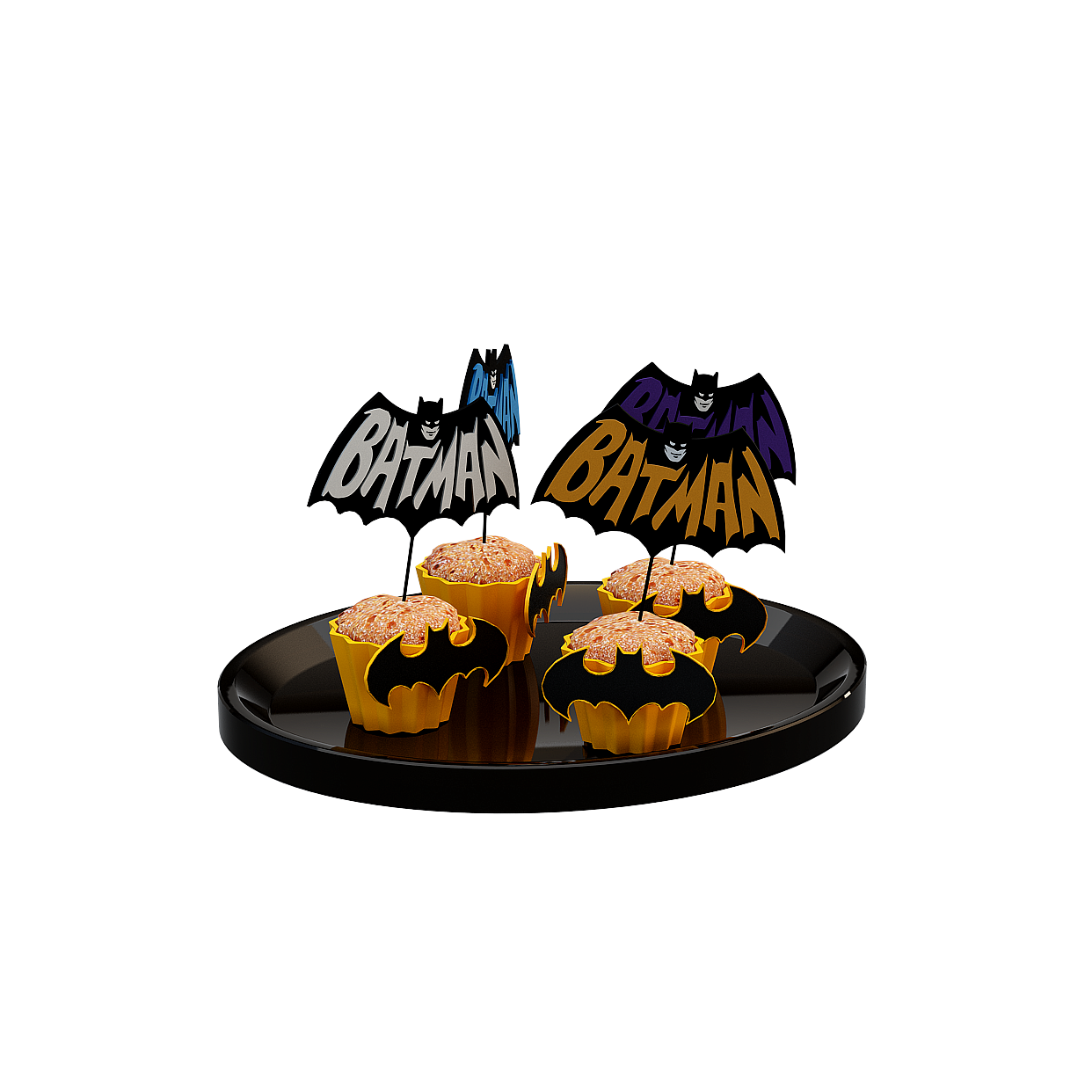 Batman Cake Tray 3D Model – Low Poly Superhero Design