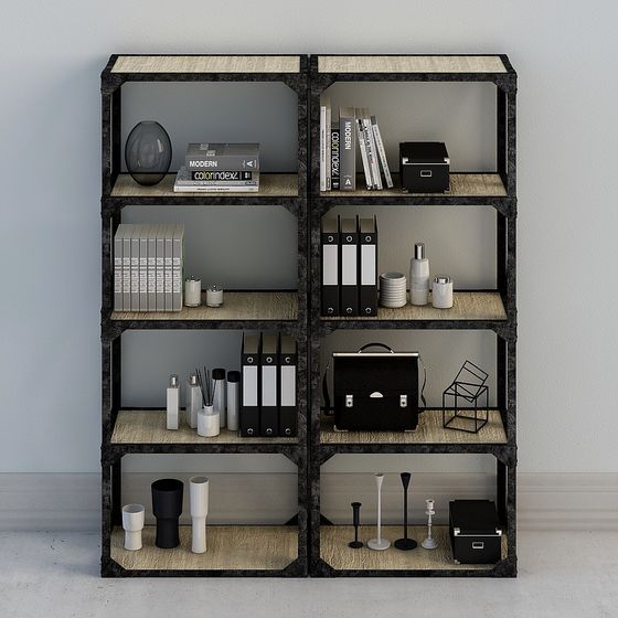 Elegant Low-Poly Bookshelf 3D model