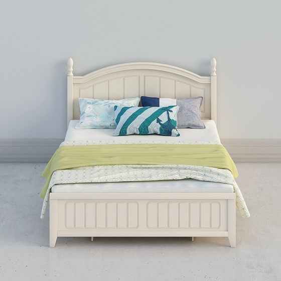 Elegant Low-Polygon Bed 3D model for Modern Interiors