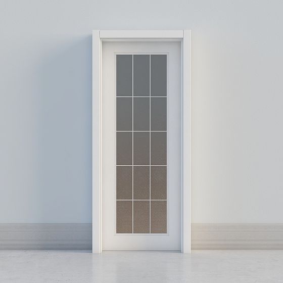 Modern Door 3D model with Frosted Glass Panels