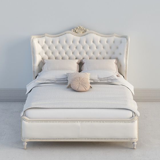 Elegant Low Poly Bed 3D model with Classic and Modern Fusion