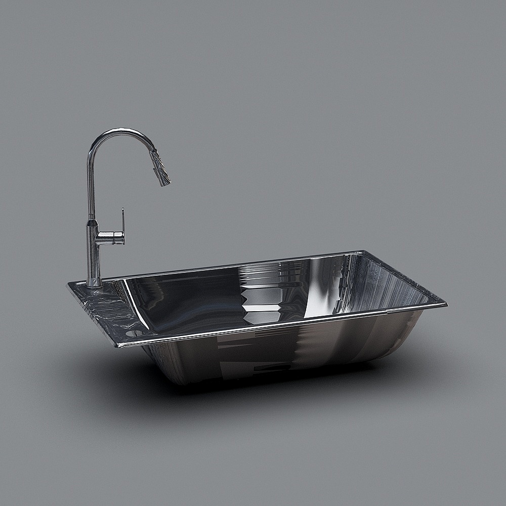 Sleek Stainless Steel Sink 3D model