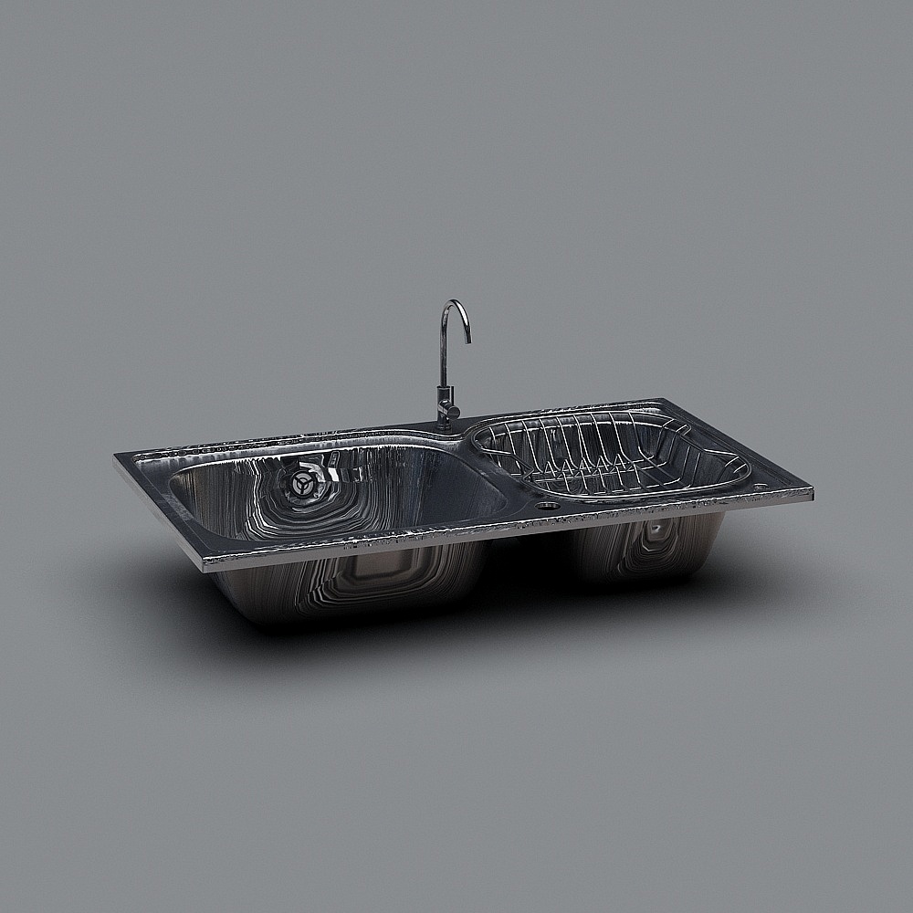 Stylish 3D Kitchen Sink Model