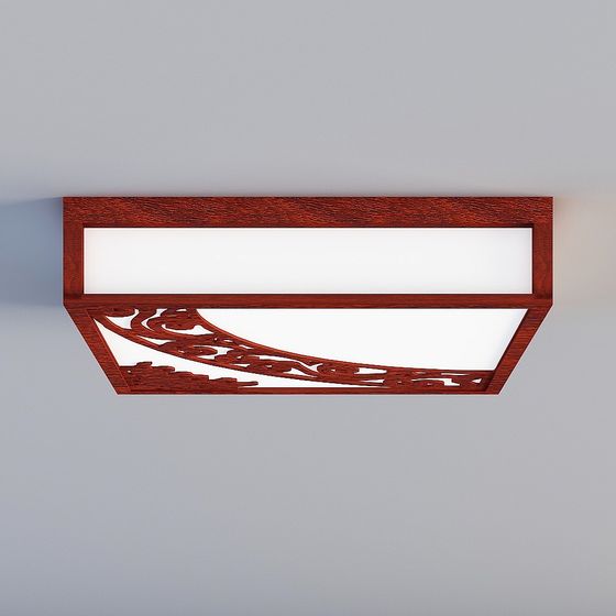 Elegant Ceiling Light 3D model with Rich Oak Design