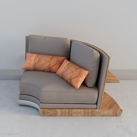 Elegant Curved Sofa 3D model for Modern Interiors
