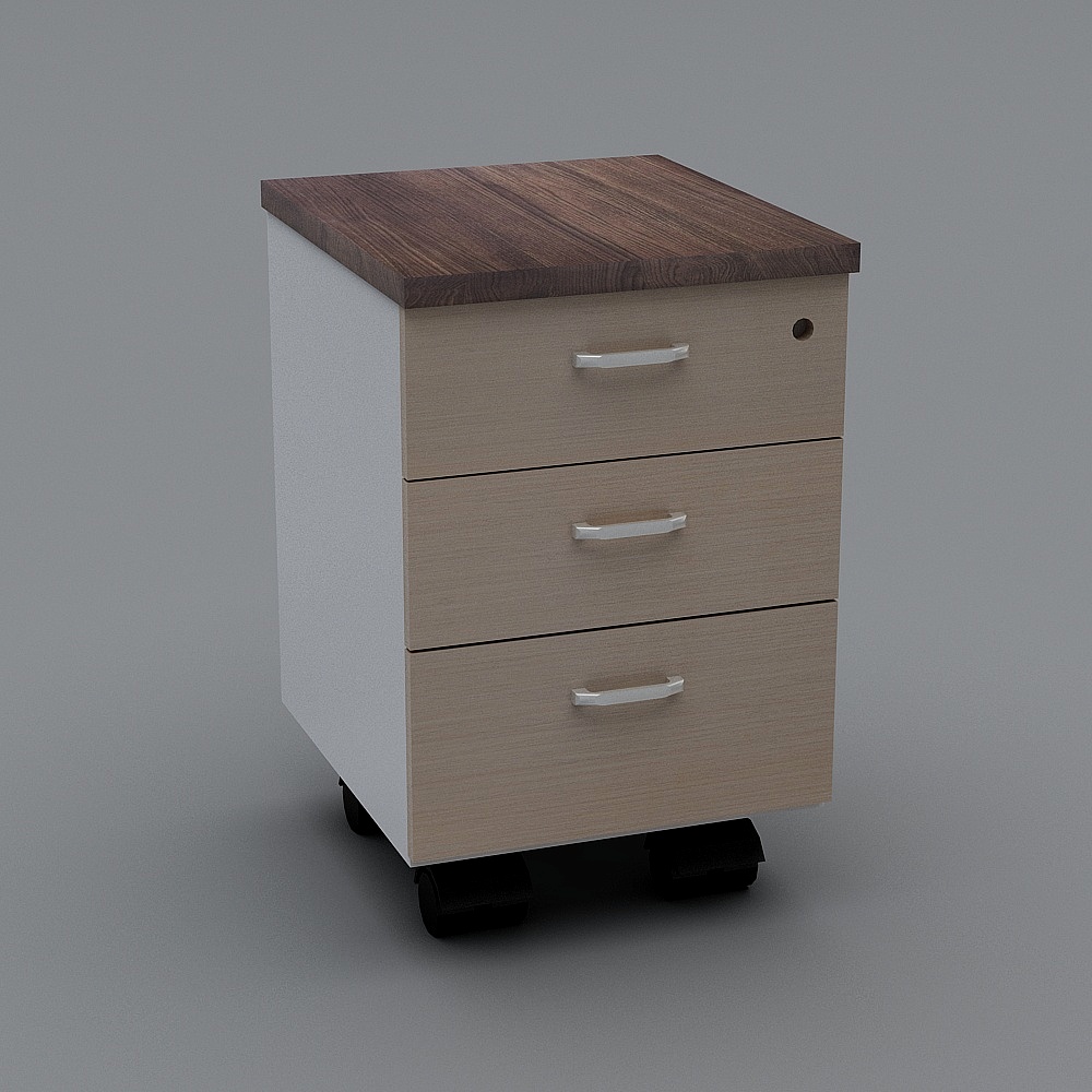 Modern Low-Poly Mobile File Cabinet 3D model