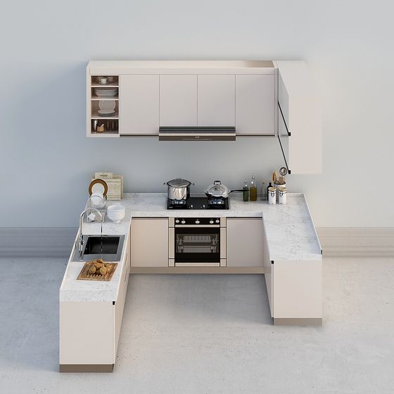 Modern Minimalist Kitchen 3D model Design