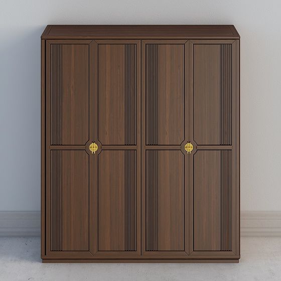 Vintage Wooden Wardrobe 3D model