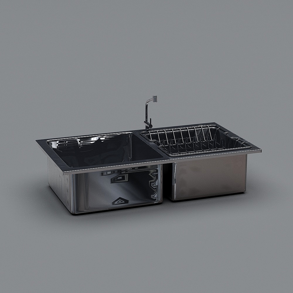 Sleek Stainless Steel Kitchen Sink 3D model