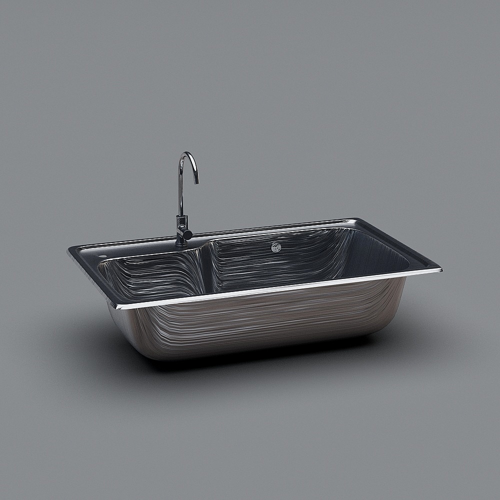 Sleek Stainless Steel Sink 3D model