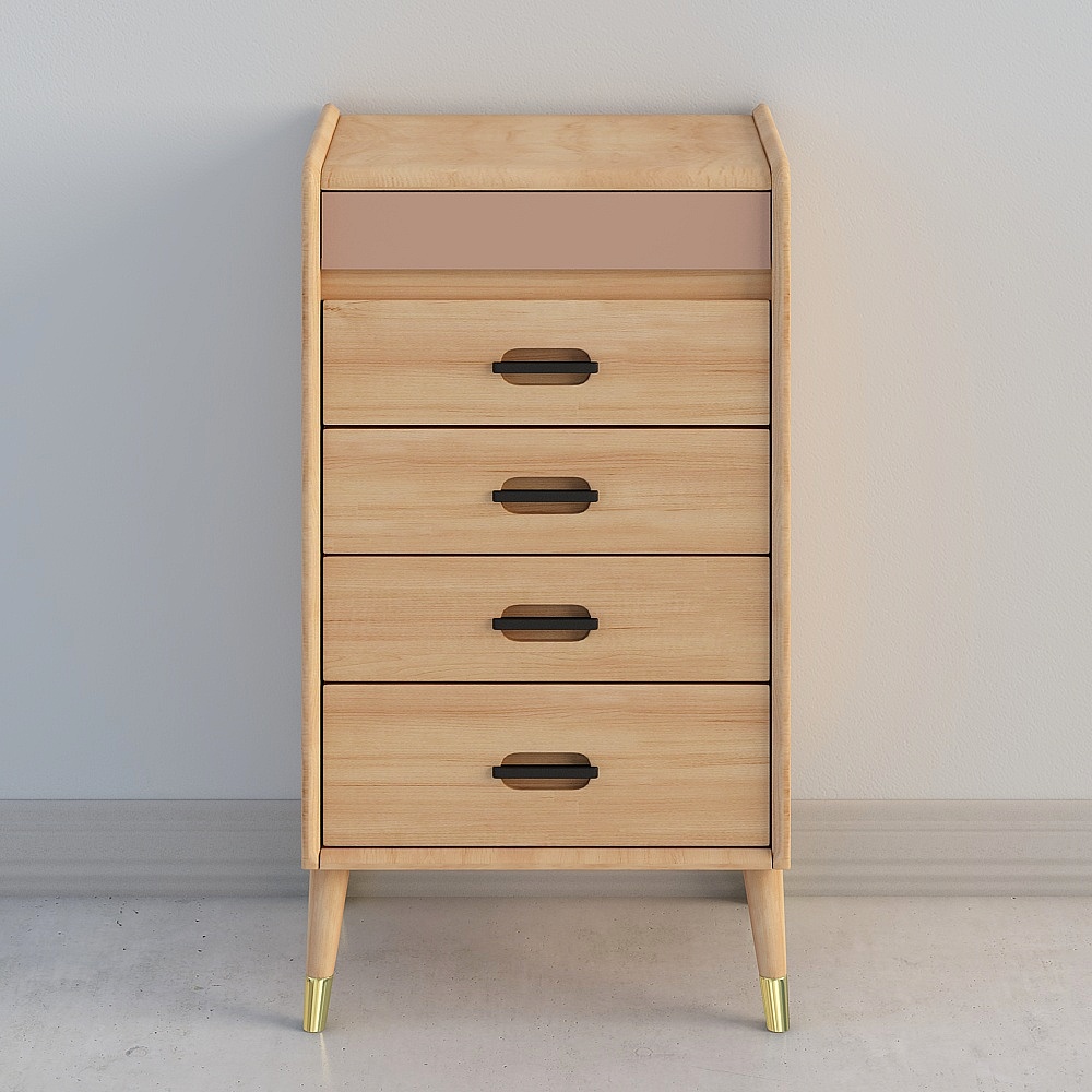 Youvon art good eucalyptus Nordic full solid wood four-bucket locker storage cabinet storage cabinet chest living room