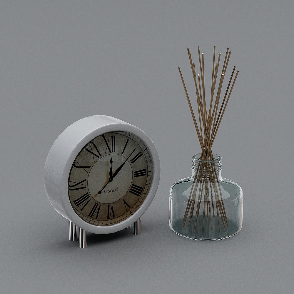 Clock and Aroma Bottle 3D model