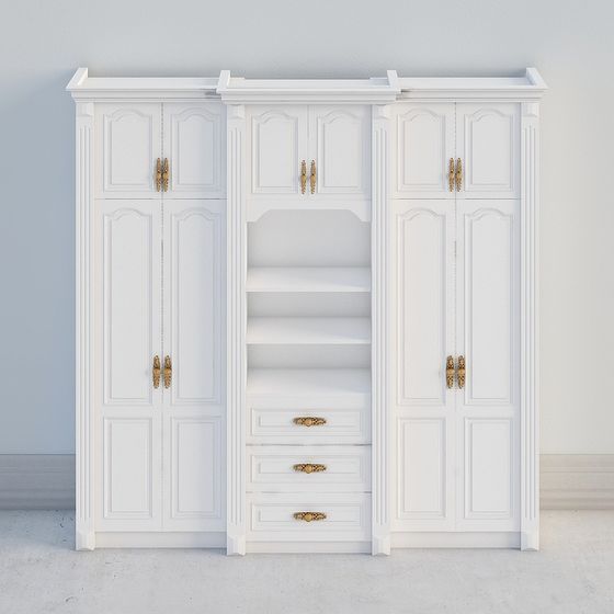Elegant White Wardrobe 3D model for Modern Interiors