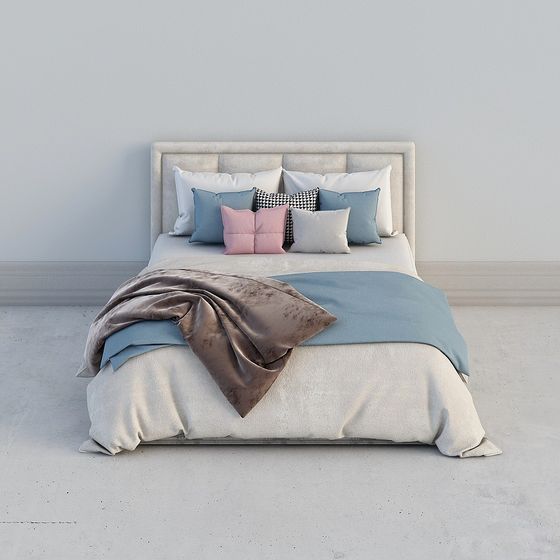 Chic Low-Poly Bed 3D Model for Contemporary Homes