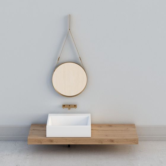 Polygonal Floating Mirror Sink Combo 3D model