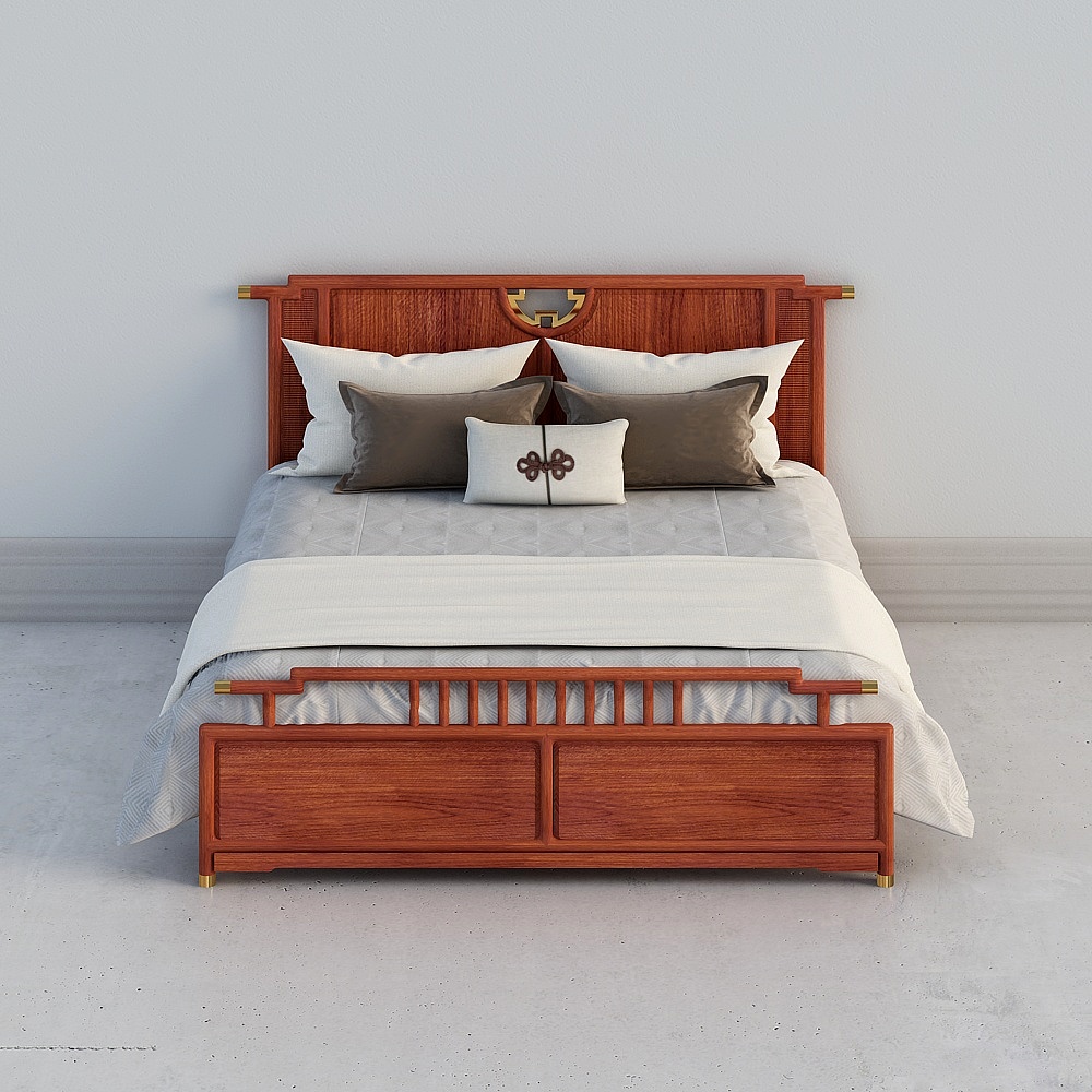 Stylish Chinese Bed 3D model for Modern Interiors