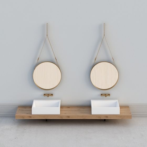 Elegant Dual Basin Washstand 3D model for Modern Interiors