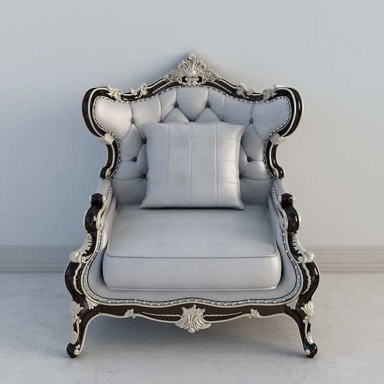 Elegant Baroque Throne 3D model for Stylish Spaces