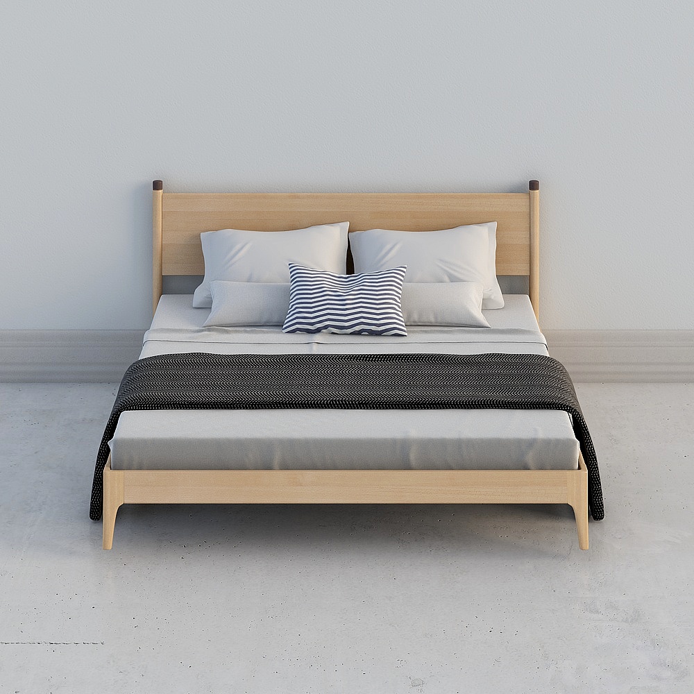 Uefa Art Good Beech Nordic Full Solid Wood Bed Birch Double Master Bed 1.8m Bedroom