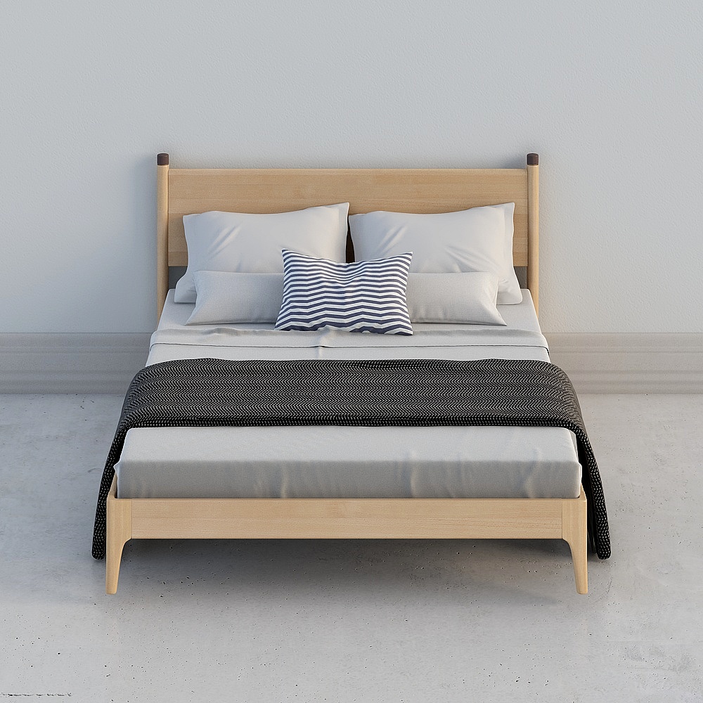 Uefa Art Good Beech Nordic Full Solid Wood Bed Birch Double Master Bed 1.5m Bedroom